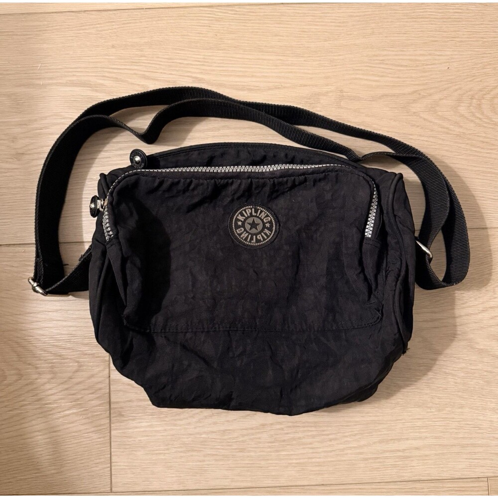 Kipling Black Crossbody Shoulder Bag, Zip Closure, Adjustable Strap
